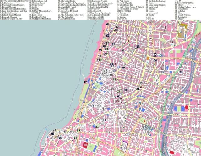 Tel Aviv bezienswaardigheden kaart