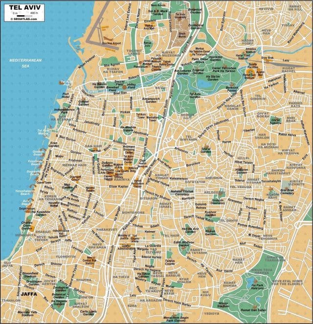 Tel Aviv stadscentrum kaart
