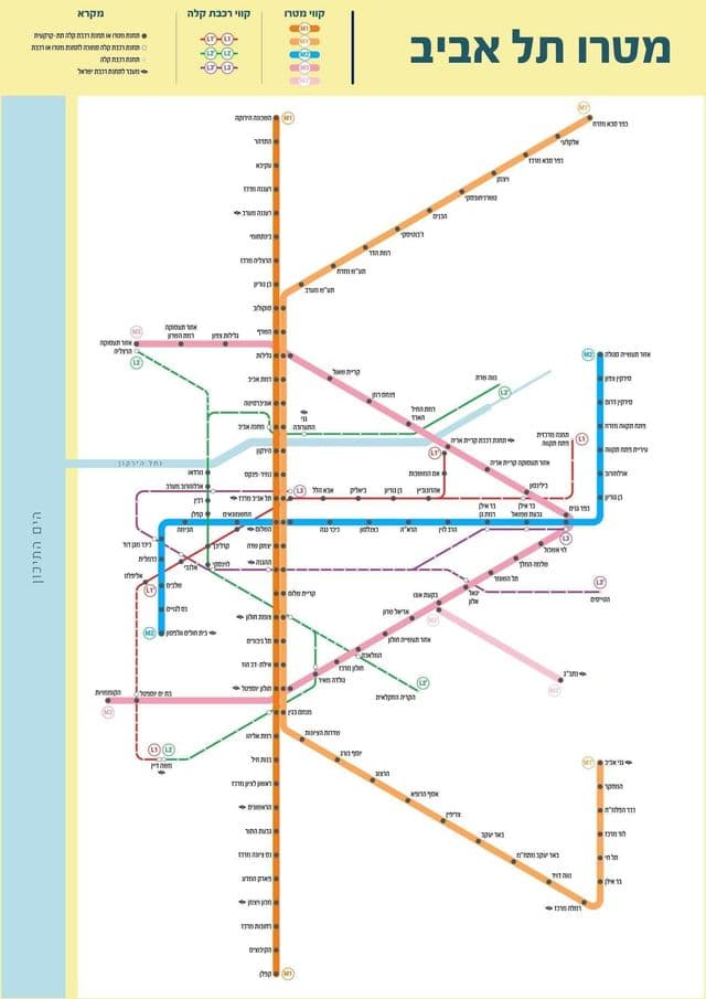 Tel Aviv metro stations kaart