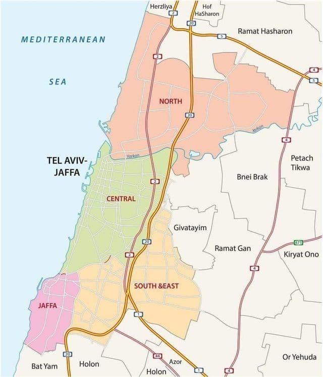 Tel Aviv wegenkaart