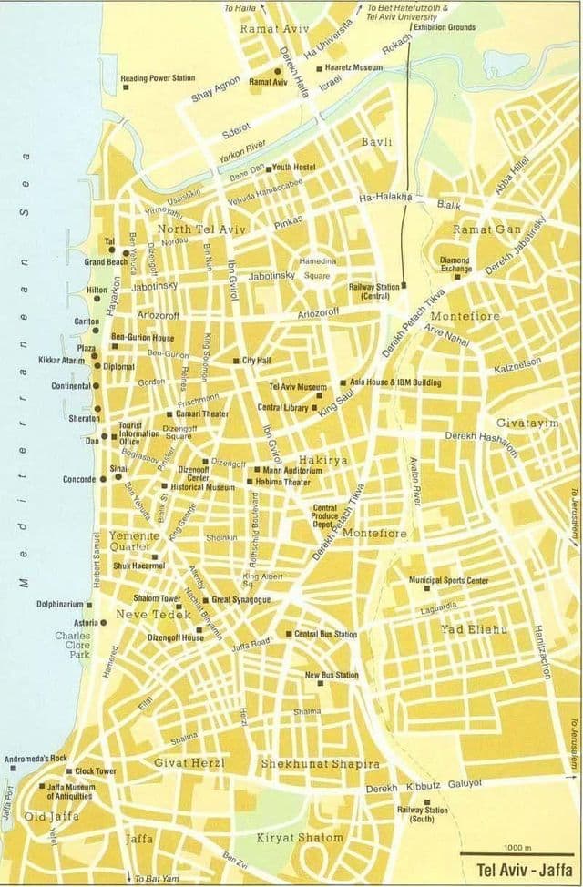 Tel Aviv wandeltochten kaart