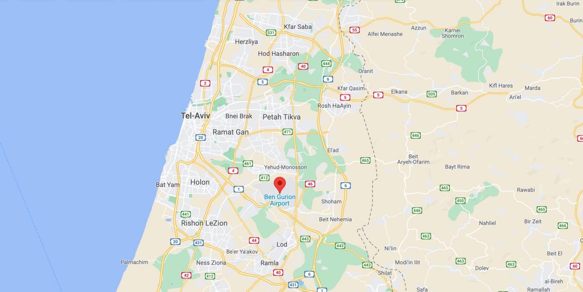Tel Aviv luchthavens kaart