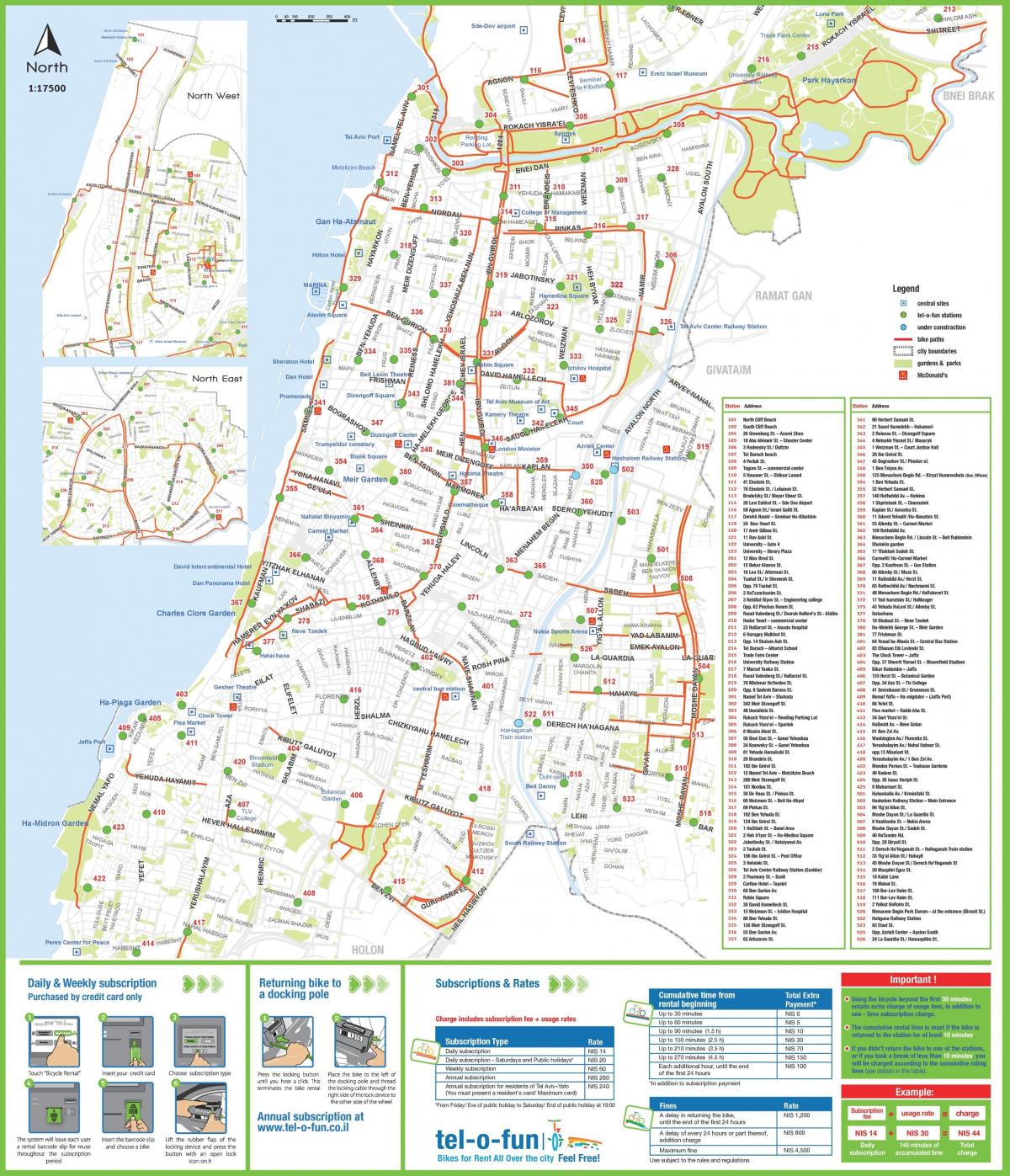 Tel Aviv fietspad kaart