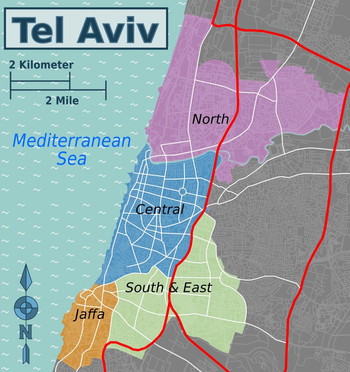 Tel Aviv wijk kaart