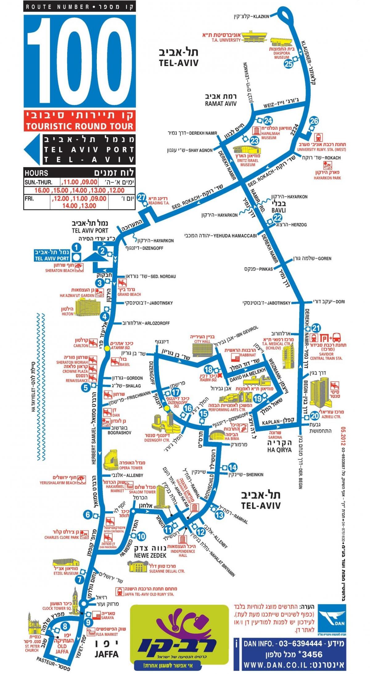 Tel Aviv Hop On Hop Off bus tours kaart