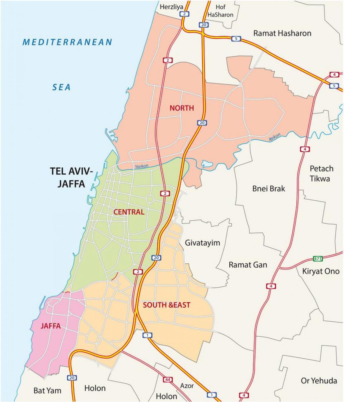 Tel Aviv wegenkaart