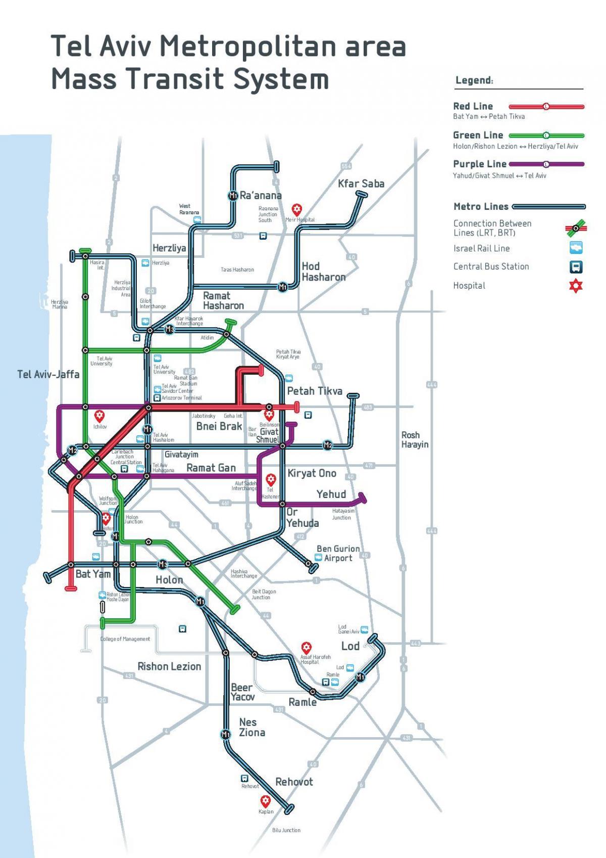 Tel Aviv metro station kaart