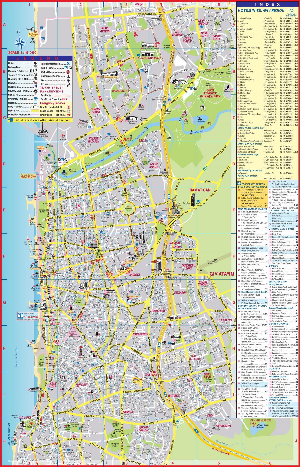 Tel Aviv sightseeing kaart