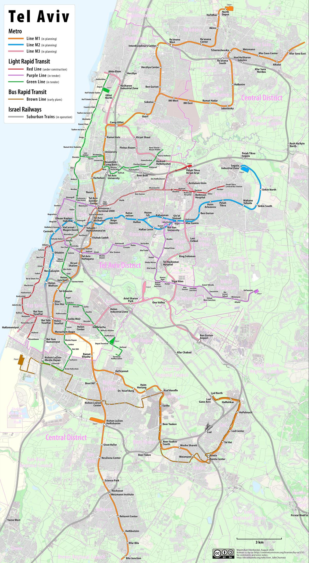 Tel Aviv transport kaart